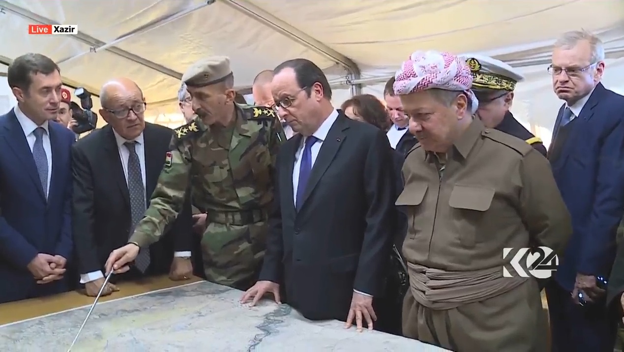 اولوند وبارزاني يتفقدان الخطوط الأمامية للبيشمركة على مشارف الموصل